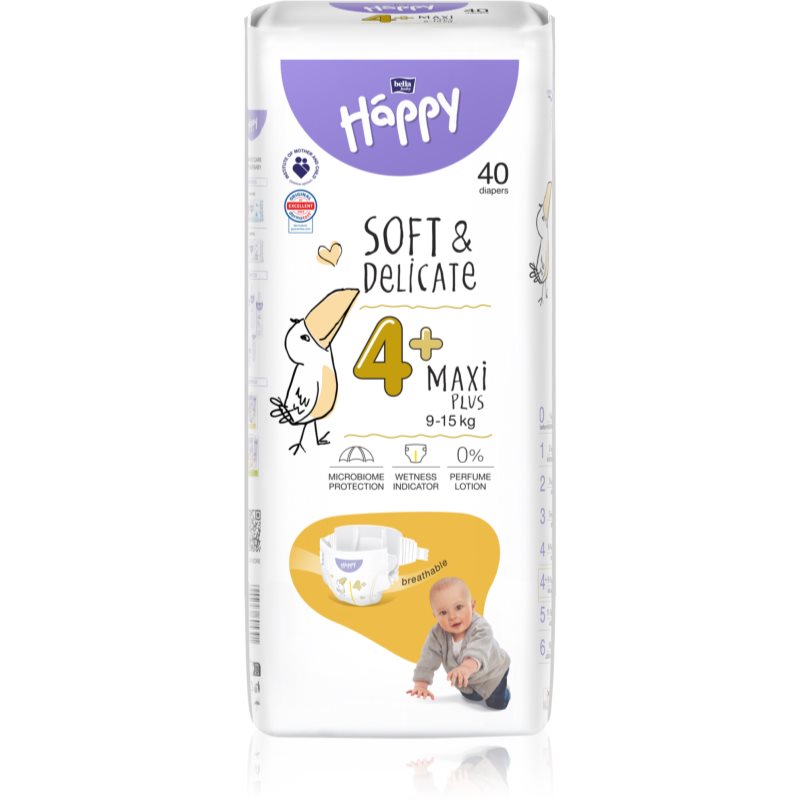BELLA Baby Happy Soft&Delicate Size 4+ Maxi Plus plenice za enkratno uporabo 9-15 kg 40 kos