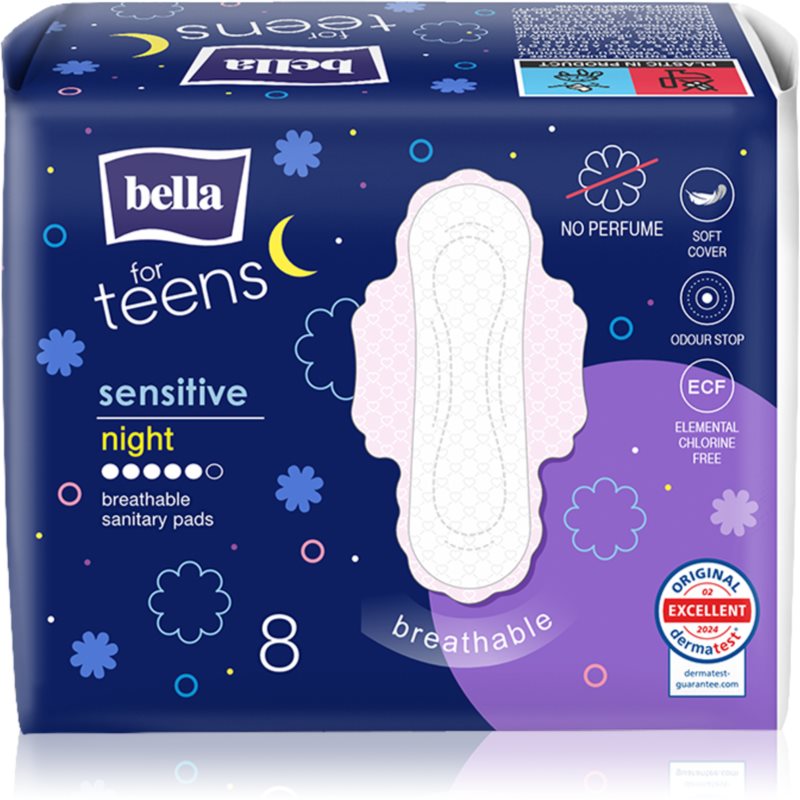 BELLA For Teens Sensitive Night vložky na noc 8 ks