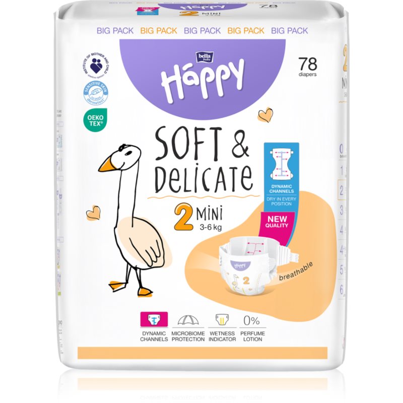 Bella Baby Happy Soft&Delicate Size 2 Mini jednorázové pleny 3-6 kg 78 ks
