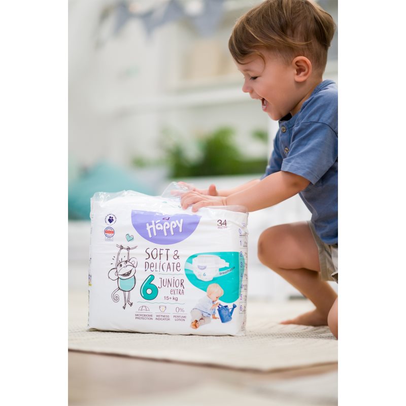 Bella Baby Happy Soft&Delicate Size 6 Junior Extra одноразові підгузки 15+ Kg 34 кс