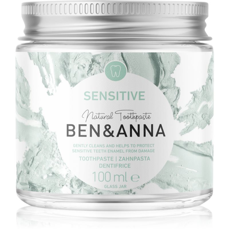 E-shop BEN&ANNA Natural Toothpaste Sensitive zubní pasta ve skleněné dóze pro citlivé zuby 100 ml