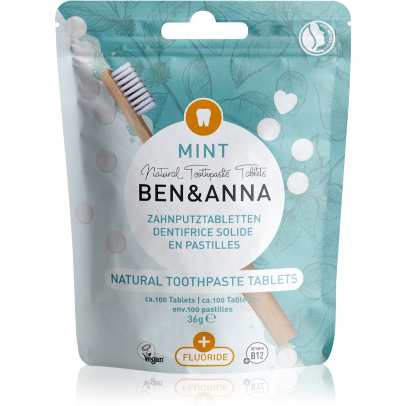 BEN&ANNA Natural Toothpaste Tablets Zahnpasta in Tabletten Fluoride Mint 36 g