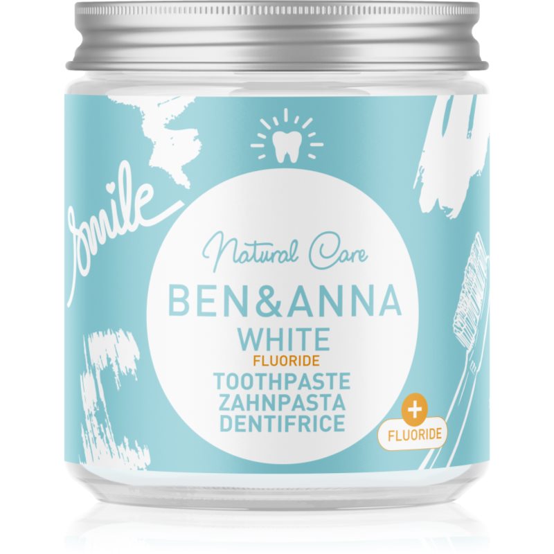 BEN&ANNA Natural Toothpaste White Fluoride zubní pasta ve skleněné dóze s fluoridem 100 ml