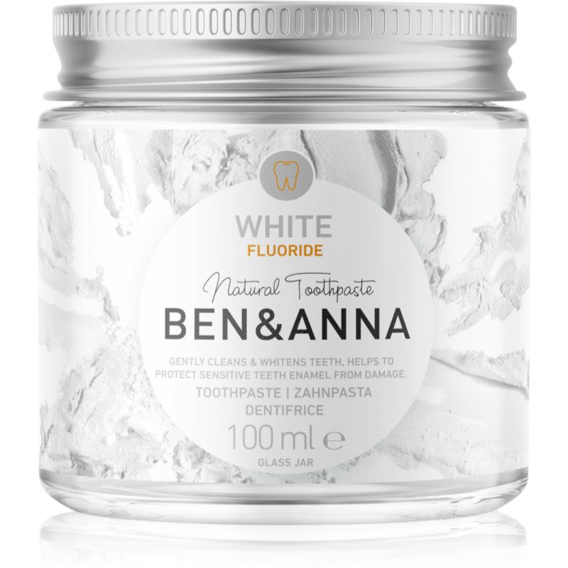 BEN&ANNA Natural Toothpaste White Fluoride Zahncreme in Glasdose mit Fluor 100 ml