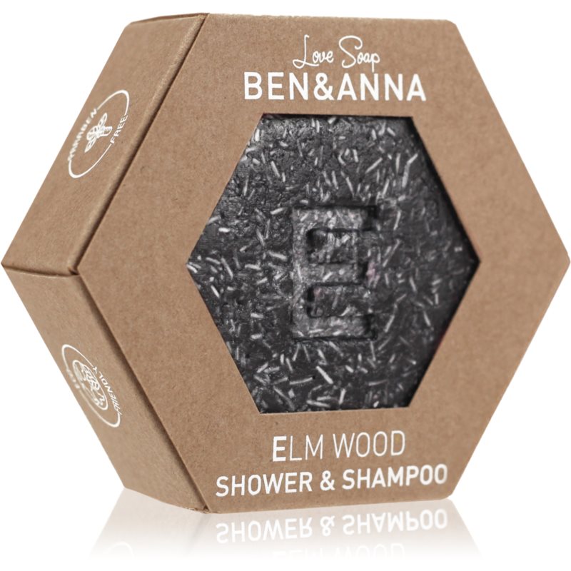 BEN&ANNA Love Soap Shower & Shampoo tuhý šampón a sprchový gél 2 v 1 Elm Wood 60 g