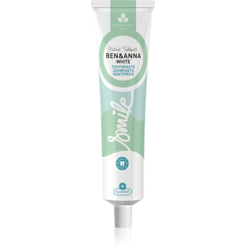 Фото - Зубна паста / ополіскувач BEN&ANNA Toothpaste White naturalna pasta do zębów z fluorem 75 ml