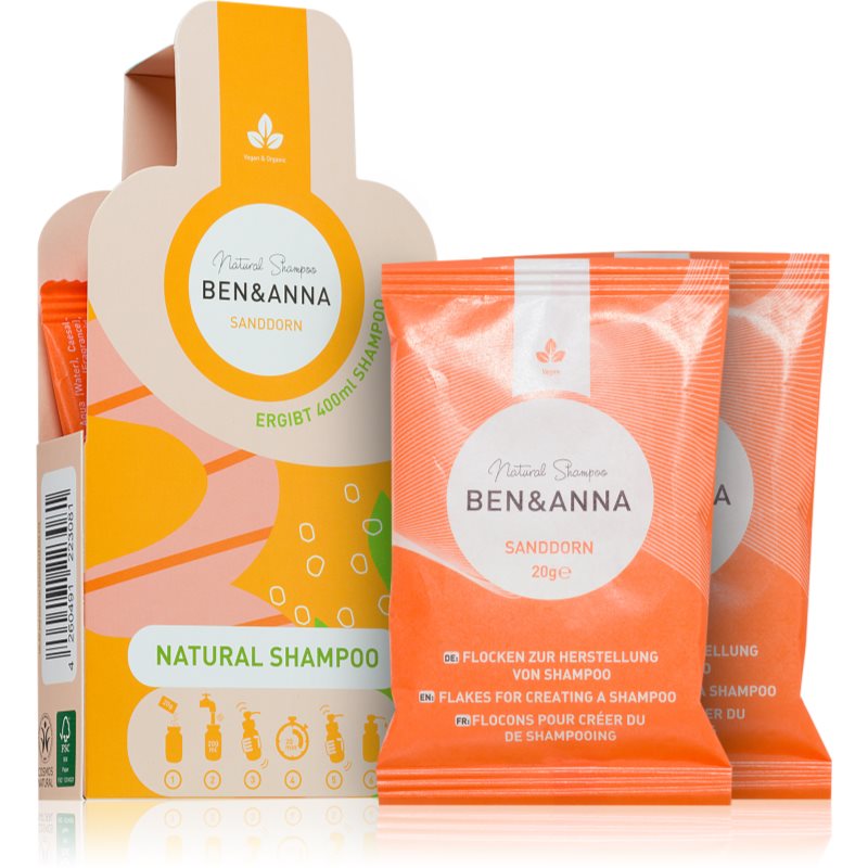 BEN&ANNA Natural Shampoo Sanddorn šamponski kosmiči proti izpadanju las 2x20 g