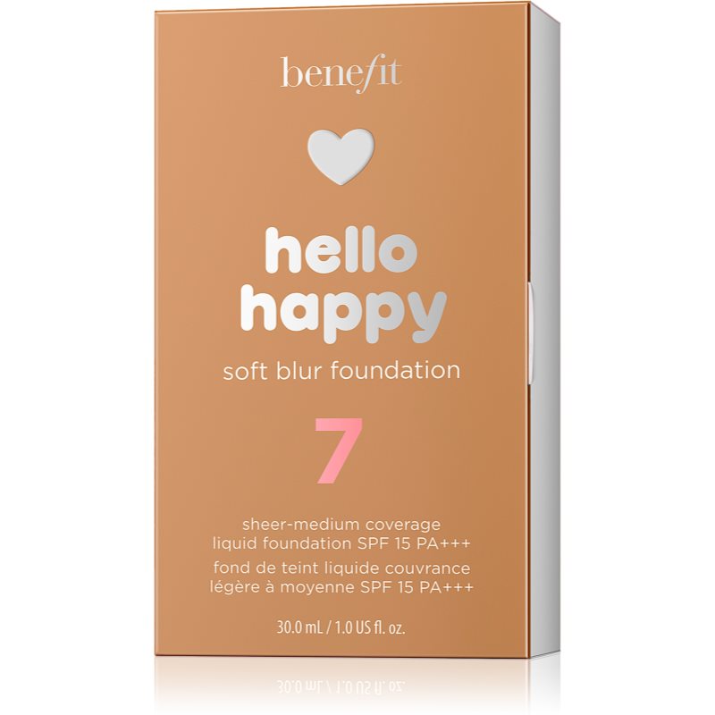 Benefit Hello Happy Soft Blur Foundation матуючий тональний крем SPF 15 відтінок 07 Medium-Tan Warm 30 мл