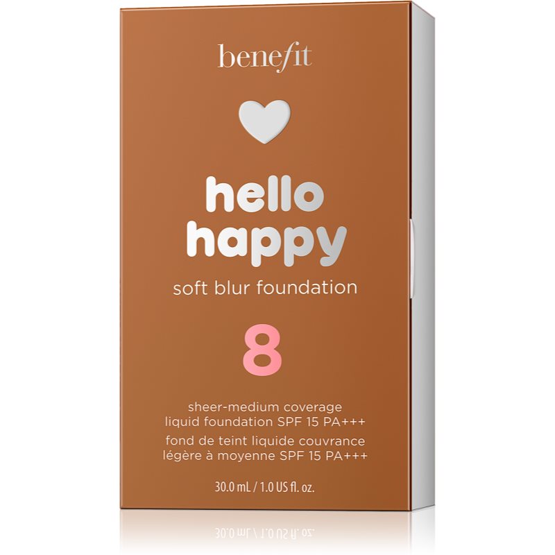 Benefit Hello Happy Soft Blur Foundation матуючий тональний крем SPF 15 відтінок 08 Tan Warm 30 мл
