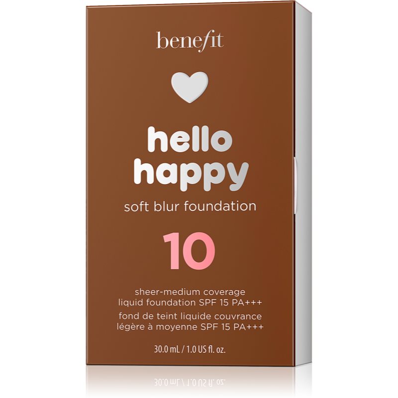 Benefit Hello Happy Soft Blur Foundation матуючий тональний крем SPF 15 відтінок 10 Deep Warm 30 мл