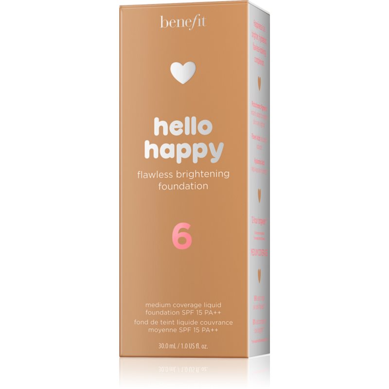 Benefit Hello Happy Flawless Brightening Foundation відновлюючий тональний крем SPF 15 відтінок 06 Medium Warm 30 мл