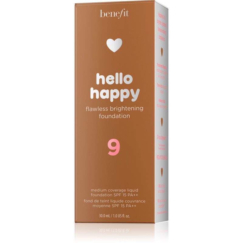 Benefit Hello Happy Flawless Brightening Foundation відновлюючий тональний крем SPF 15 відтінок 09 Deep Neutral 30 мл