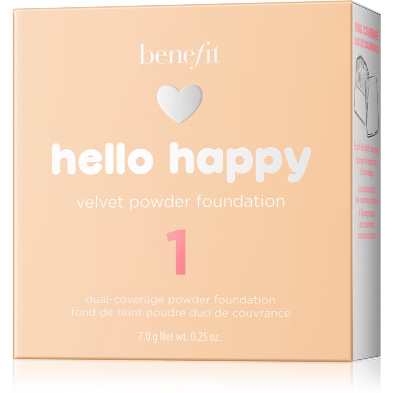 Benefit Hello Happy Velvet Powder Foundation компактна пудра відтінок 1 Fair Cool 7 гр
