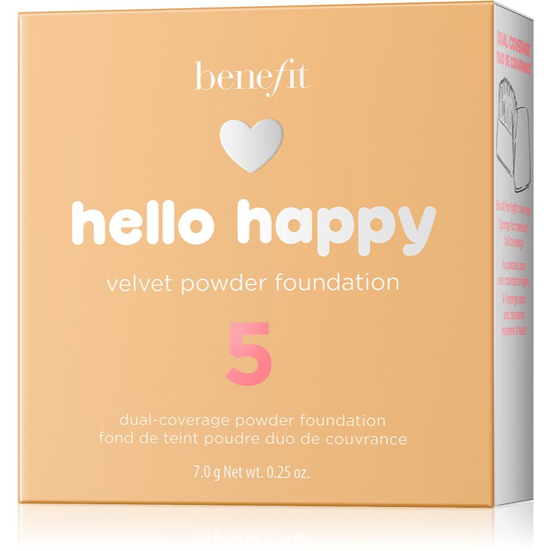 Benefit Hello Happy Velvet Powder Foundation компактна пудра відтінок 5 Medium Neutral Warm 7 гр