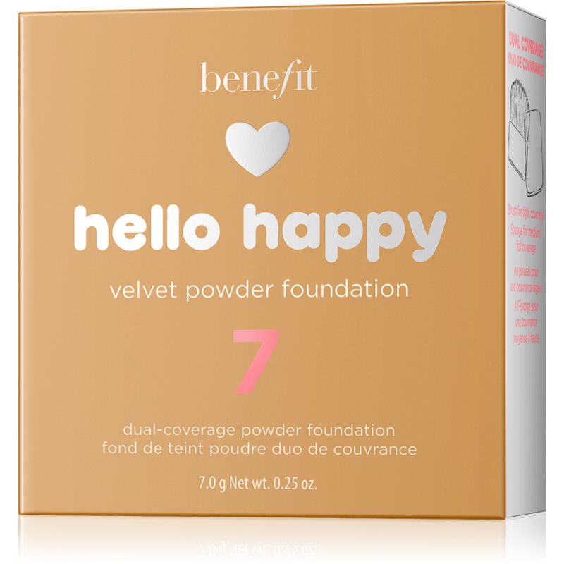 Benefit Hello Happy Velvet Powder Foundation компактна пудра відтінок 7 Medium-Tan Neutral 7 гр