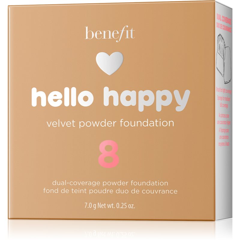 Benefit Hello Happy Velvet Powder Foundation компактна пудра відтінок 8 Tan Warm 7 гр