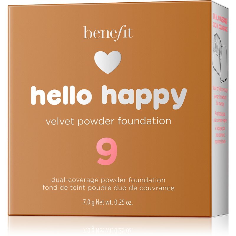 Benefit Hello Happy Velvet Powder Foundation das pudrige Kompakt-Make-up Farbton 9 Deep Neutral 7 g