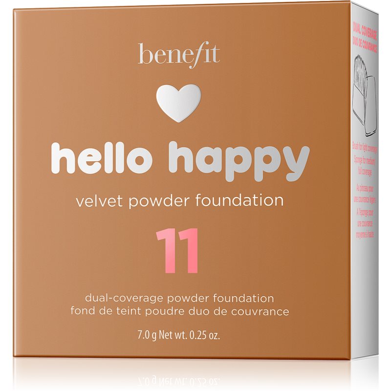 Benefit Hello Happy Velvet Powder Foundation компактна пудра відтінок 11 Dark Neutral 7 гр