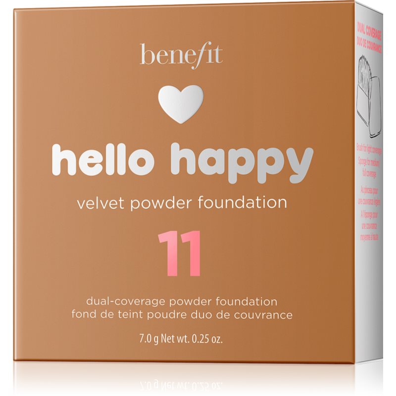 Benefit Hello Happy Velvet Powder Foundation das pudrige Kompakt-Make-up Farbton 11 Dark Neutral 7 g