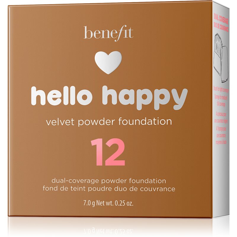 Benefit Hello Happy Velvet Powder Foundation компактна пудра відтінок 12 Dark Warm 7 гр