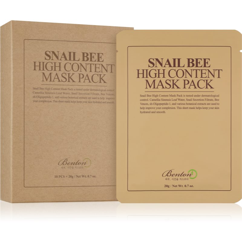 E-shop Benton Snail Bee plátýnková maska pro kompletní péči s hlemýždím extraktem 10 × 20 g