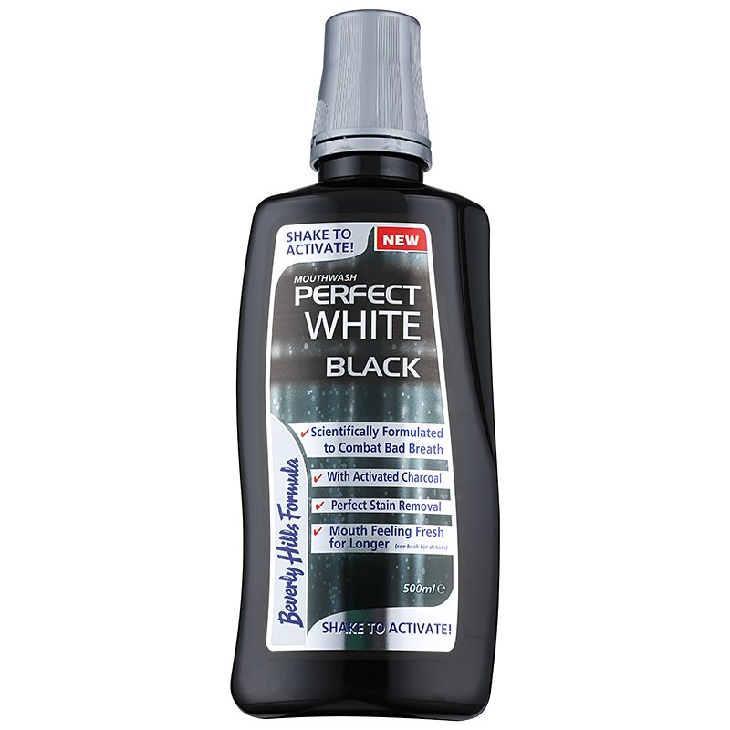 

Beverly Hills Formula Perfect White Black відбілююча рідина для полоскання ротової порожнини з активованим вугіллям для свіжого подиху