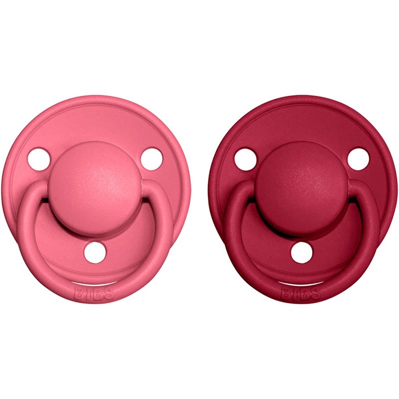 BIBS De Lux Natural Rubber Size 1: 0+ Months пустушка Coral / Ruby 2 кс