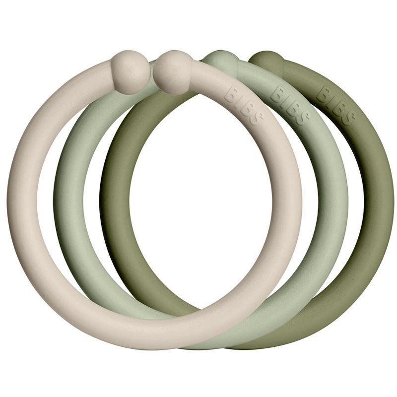 BIBS Loops závěsné kroužky Vanilla / Sage / Olive 12 ks