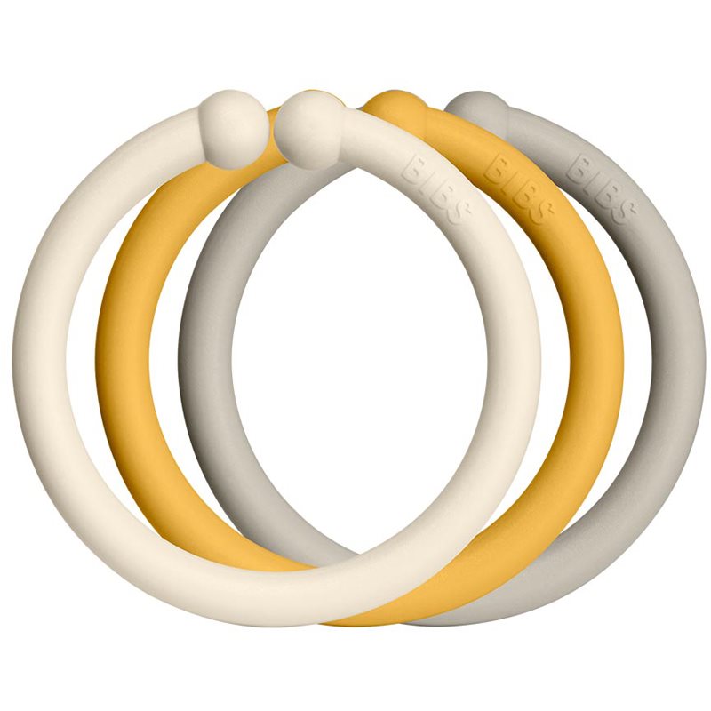 BIBS Loops závěsné kroužky Ivory / Honey Bee / Sand 12 ks
