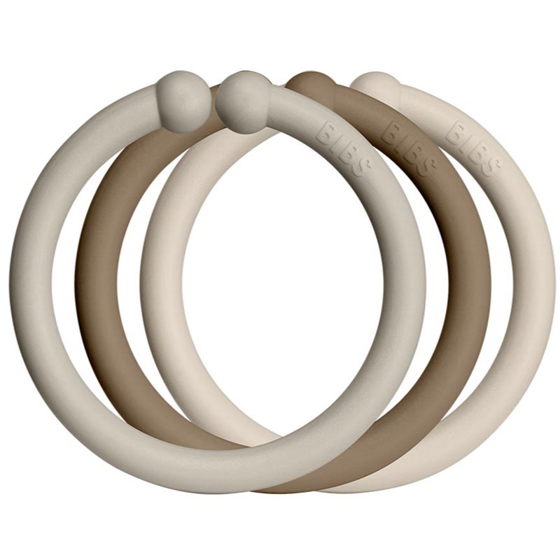 BIBS Loops závěsné kroužky Sand / Dark Oak / Vanilla 12 ks