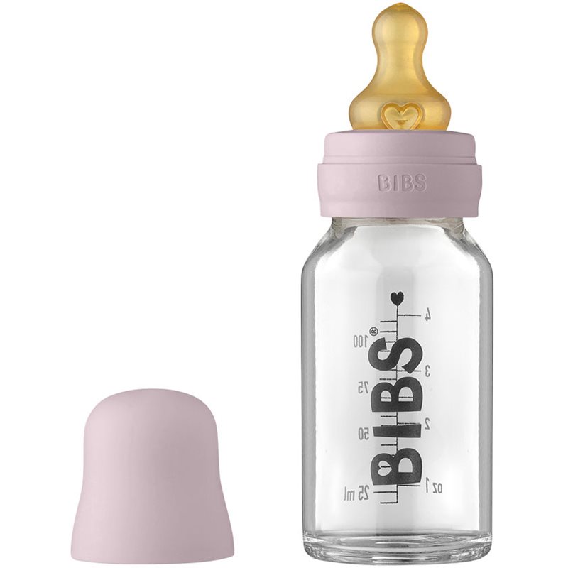 BIBS Baby Glass Bottle 110 Ml Baby Bottle Dusky Lilac 110 Ml