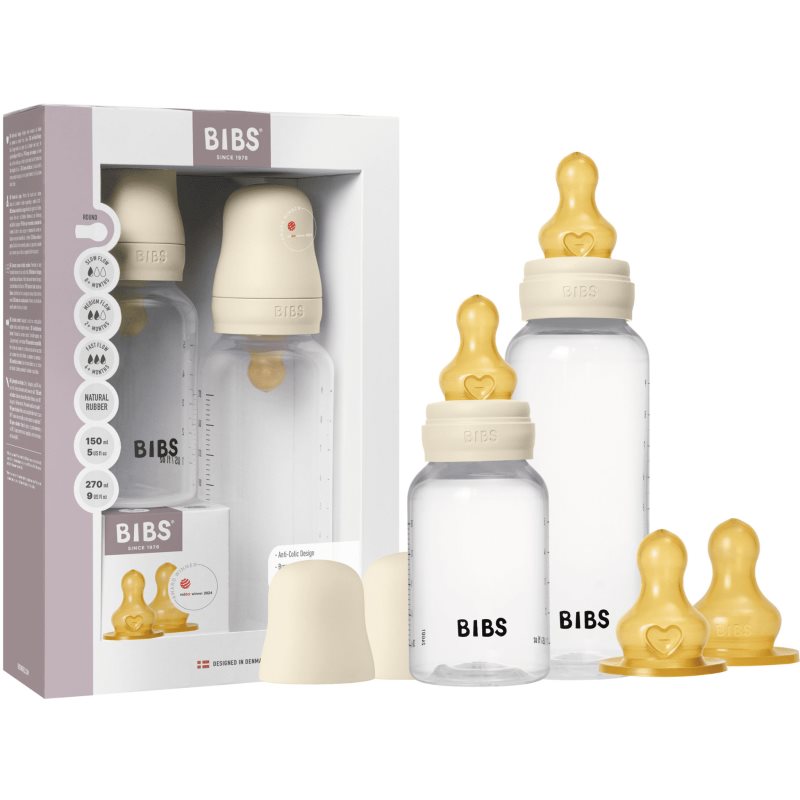 BIBS Anti-Colic Baby Bottle Set шише против колики с биберон от латекс Ivory