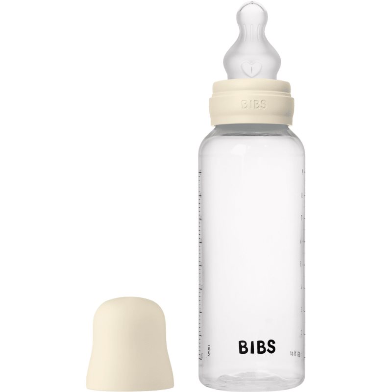 BIBS Anti-Colic Baby Bottle Silicone antikoliková lahev se silikonovým dudlíkem Ivory 270 ml