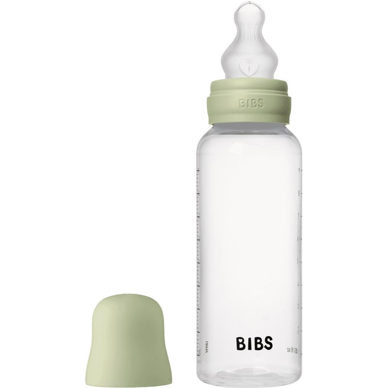 BIBS Anti-Colic Baby Bottle Silicone oorbellen met siliconen speen Sage 270 ml