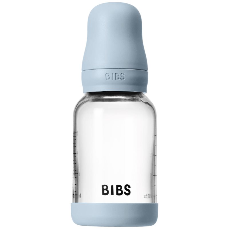 BIBS Baby Glass Bottle Round Latex antikoliková lahev Baby Blue 120 ml