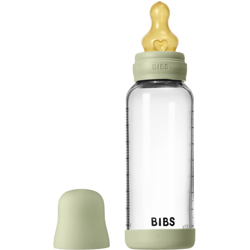 Thumbnail - BIBS Baby Glass Bottle Round Latex Antikolikflasche Sage 240 ml