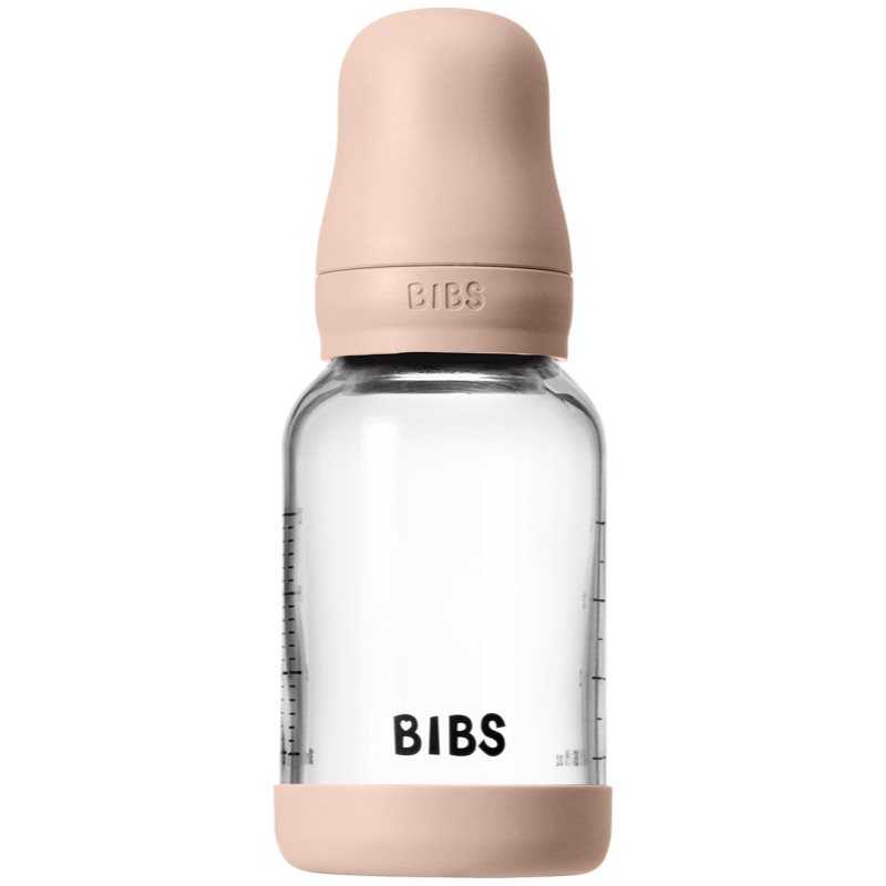 BIBS Baby Glass Bottle Silicone antikoliková lahev se silikonovým pítkem Blush 120 ml
