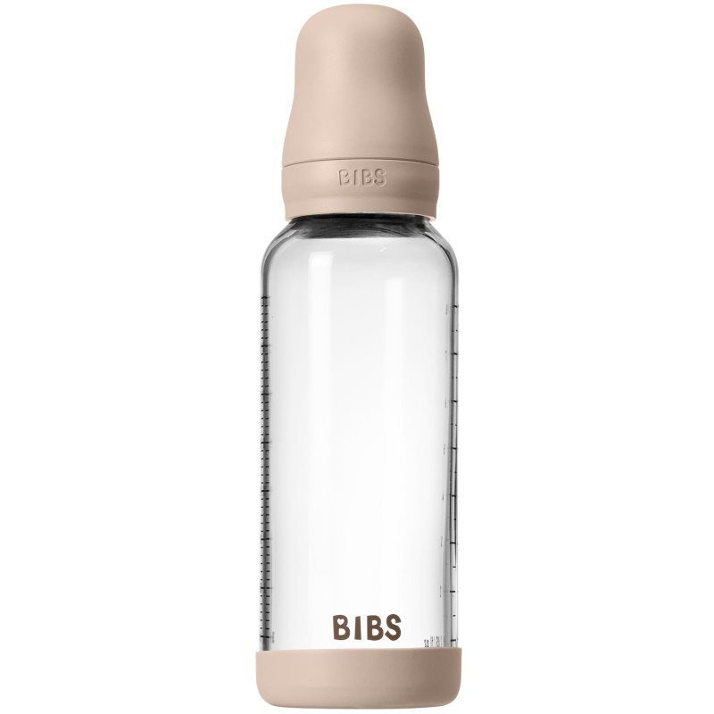 BIBS Baby Glass Bottle Silicone antikoliková lahev se silikonovým pítkem Blush 240 ml