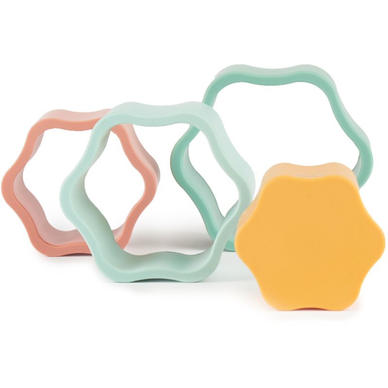 Bieco Silicone Stacking Tower Flower aktivity hračka 12 m+ Tropical Vibes 4 ks (obrázek 3)