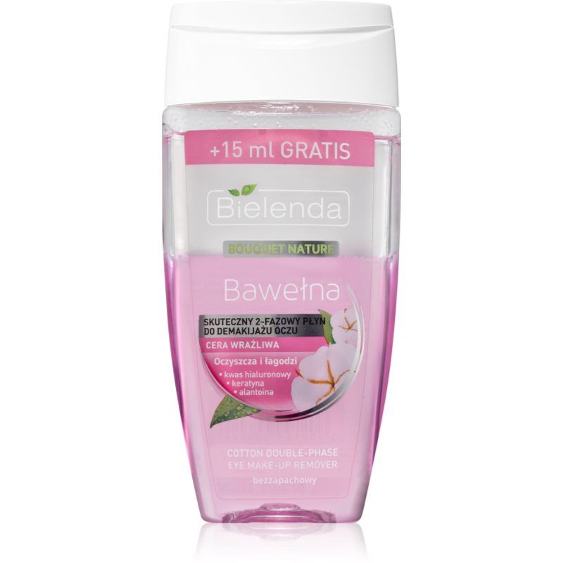 

Bielenda Cotton двофазний засіб для зняття макіяжу для чутливих очей та для зміцнення вій 125 + 15 мл