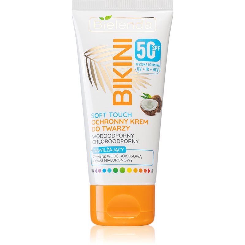 Bielenda Bikini Coconut vandeniui atsparus apsaugos nuo saulės veido kremas SPF 50 50 ml