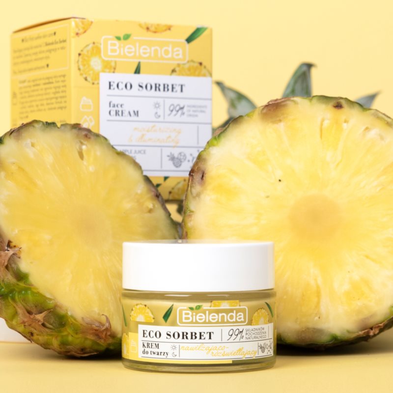 Bielenda Eco Sorbet Pineapple зволожувальний крем для обличчя з освітлювальним ефектом 50 мл