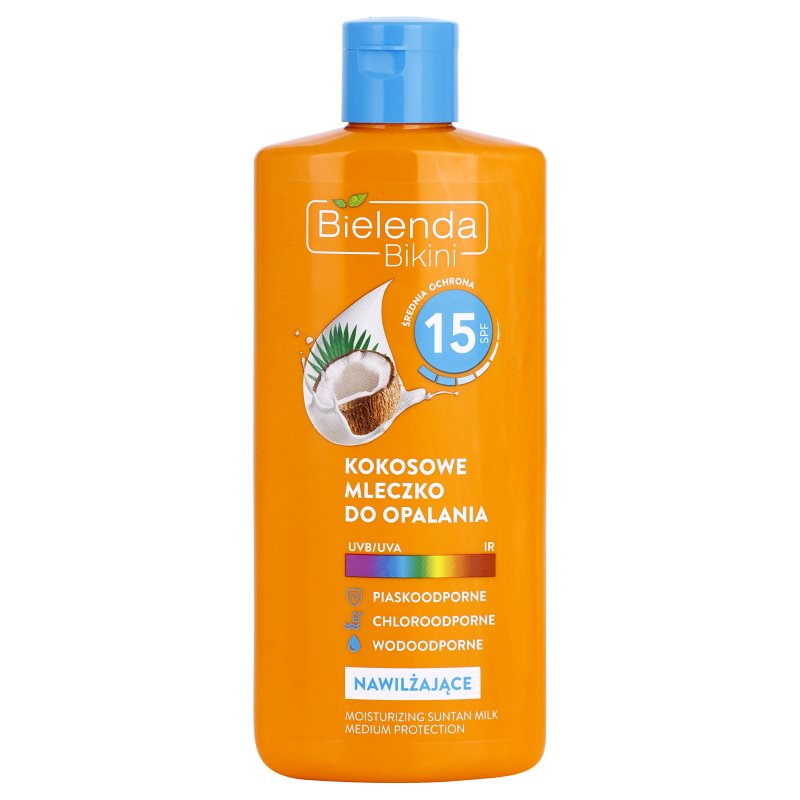 

Bielenda Bikini Coconut зволожуюче молочко для засмаги SPF 15
