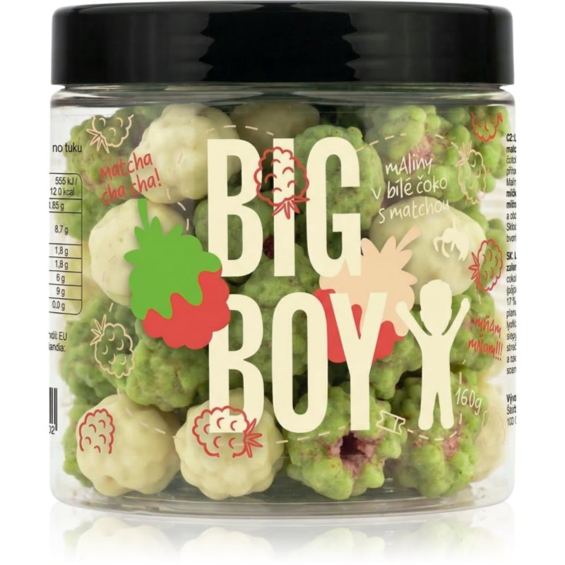 Big Boy Maliny v matcha a bílé čokoládě sušené ovoce v čokoládě 160 g