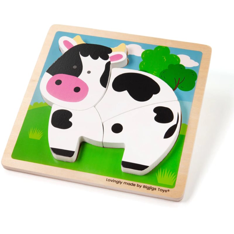 Bigjigs Toys Chunky Lift-Out Puzzle Cow aktivity vkládačka ze dřeva 12 m+ 1 ks