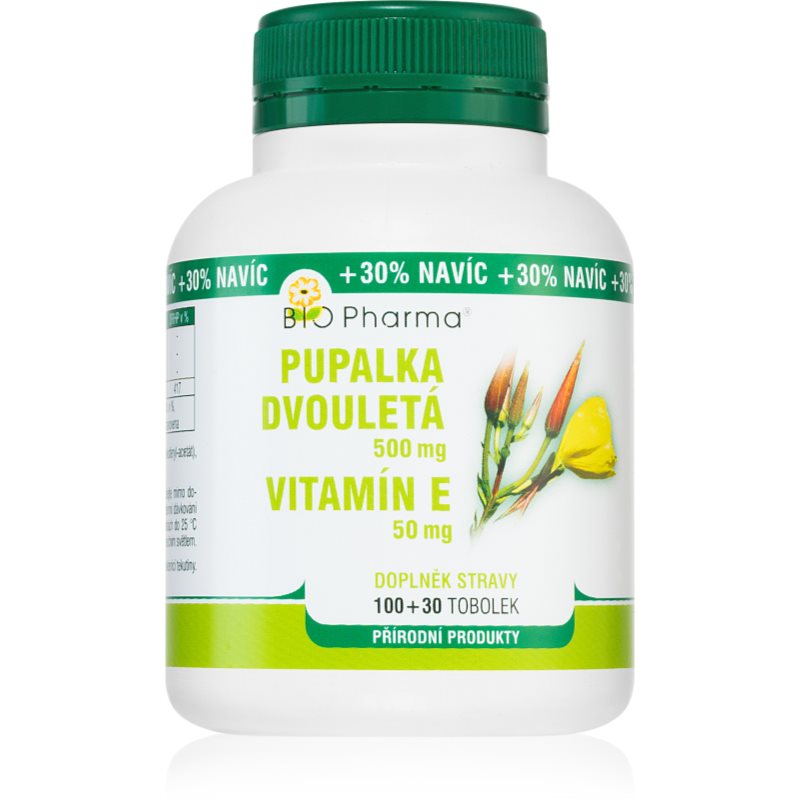 Bio Pharma Pupalka dvouletá + vitamin E tobolky na podporu hormonální rovnováhy 130 tbl