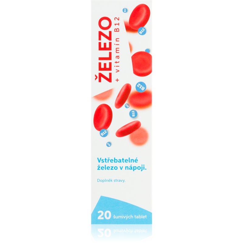Bio Pharma Železo + B12 šumivé tablety na podporu krvotvorby 20 tbl