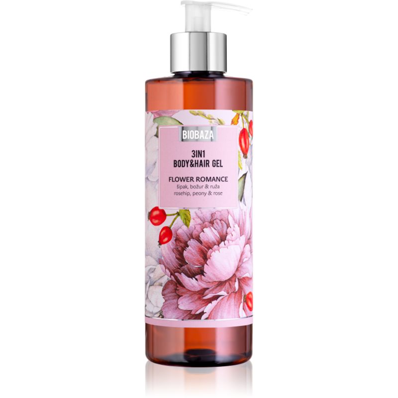 BIOBAZA BIOBAZA 3in1 Body&Hair Gel Flower Romance σαμπουάν, μαλακτικό και τζελ για ντους 3 σε 1 400 ml