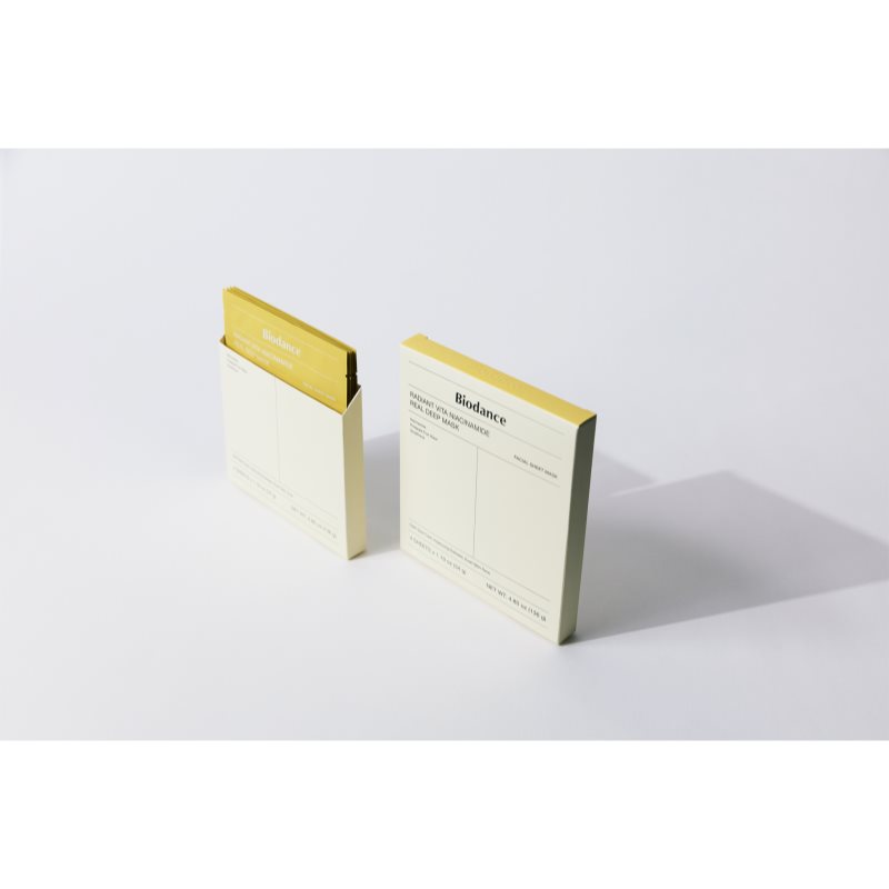 Biodance Radiant Vita Niacinamide Real Deep Mask rozjasňující pleťová maska pro sjednocení barevného tónu pleti 1 ks (obrázek 8)