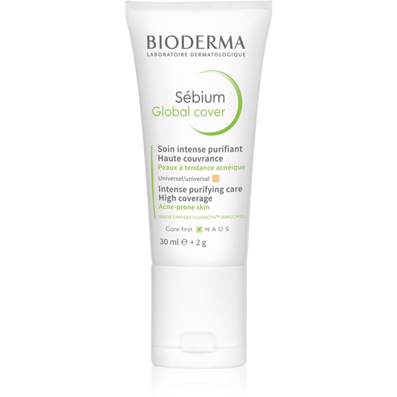 Bioderma Sébium Global Cover інтенсивний тональний догляд для шкіри зі схильністю до акне відтінок природній 30 мл